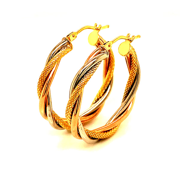 Argollas (HC) en oro tres tonos 10kt.