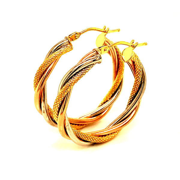 Argollas (HC) en oro tres tonos 10kt.