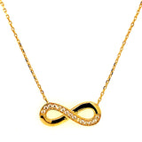 Collar (infinito) con circones en oro amarillo 10kt.  45cm