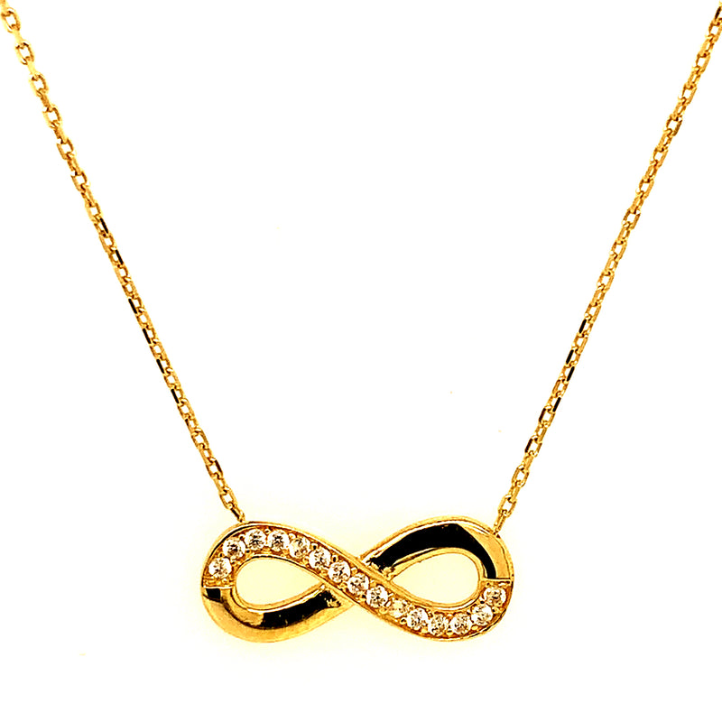 Collar (infinito) con circones en oro amarillo 10kt.  45cm