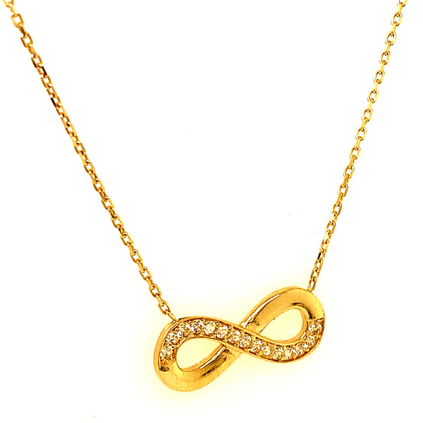 Collar (infinito) con circones en oro amarillo 10kt.  45cm