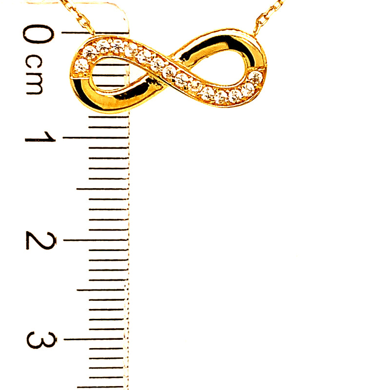 Collar (infinito) con circones en oro amarillo 10kt.  45cm