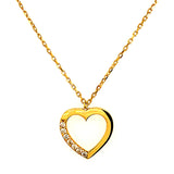 Collar (corazón) con circones en oro amarillo 10kt.  45cm