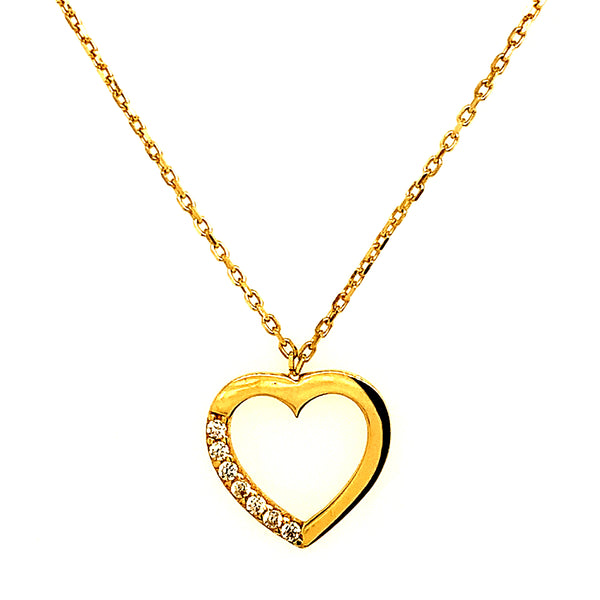 Collar (corazón) con circones en oro amarillo 10kt.  45cm