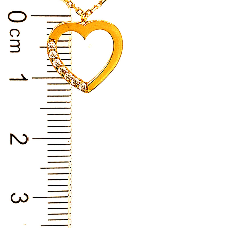 Collar (corazón) con circones en oro amarillo 10kt.  45cm