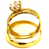 Trío de anillos con circones en oro amarillo 10kt.