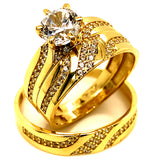 Trío de anillos con circones en oro amarillo 10kt.