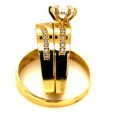 Trío de anillos con circones en oro amarillo 10kt.