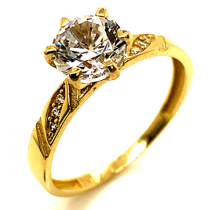 Trío de anillos con circones en oro amarillo 10kt.