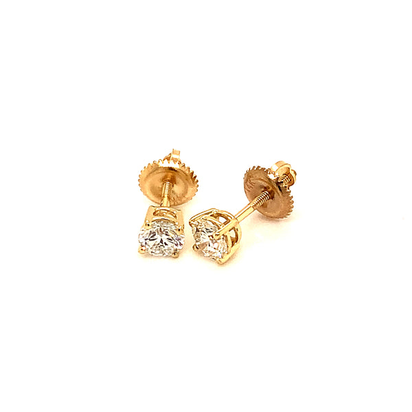 (LD) Aretes con diamantes de laboratorio en oro amarillo 14kt.