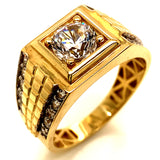Anillo con circones en oro amarillo 10kt.