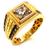 Anillo con circones en oro amarillo 10kt.