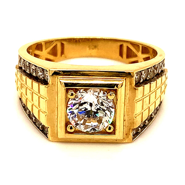 Anillo con circones en oro amarillo 10kt.