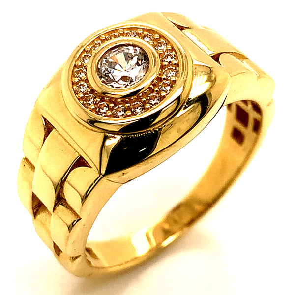 Anillo con circones en oro amarillo 10kt.