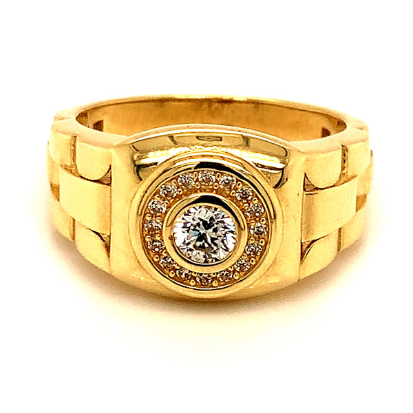 Anillo con circones en oro amarillo 10kt.