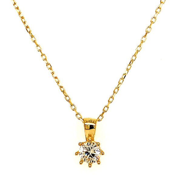 Collar con circón en oro amarillo 10kt.  43/45cm