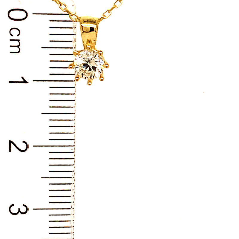 Collar con circón en oro amarillo 10kt.  43/45cm