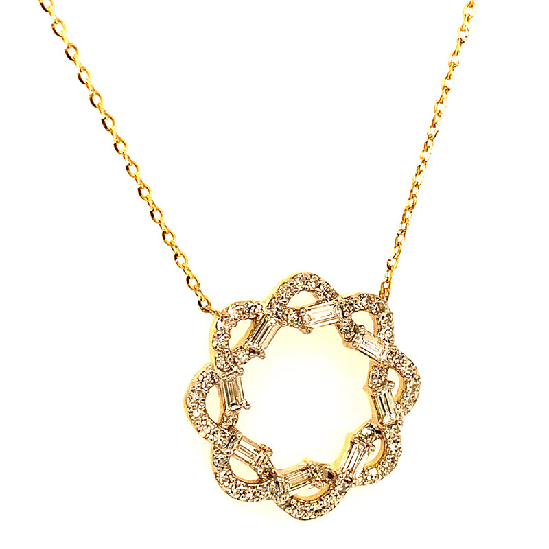 (LD) Collar con diamantes de laboratorio en oro amarillo 10kt. 40.5/46cm D-0.40Cts.