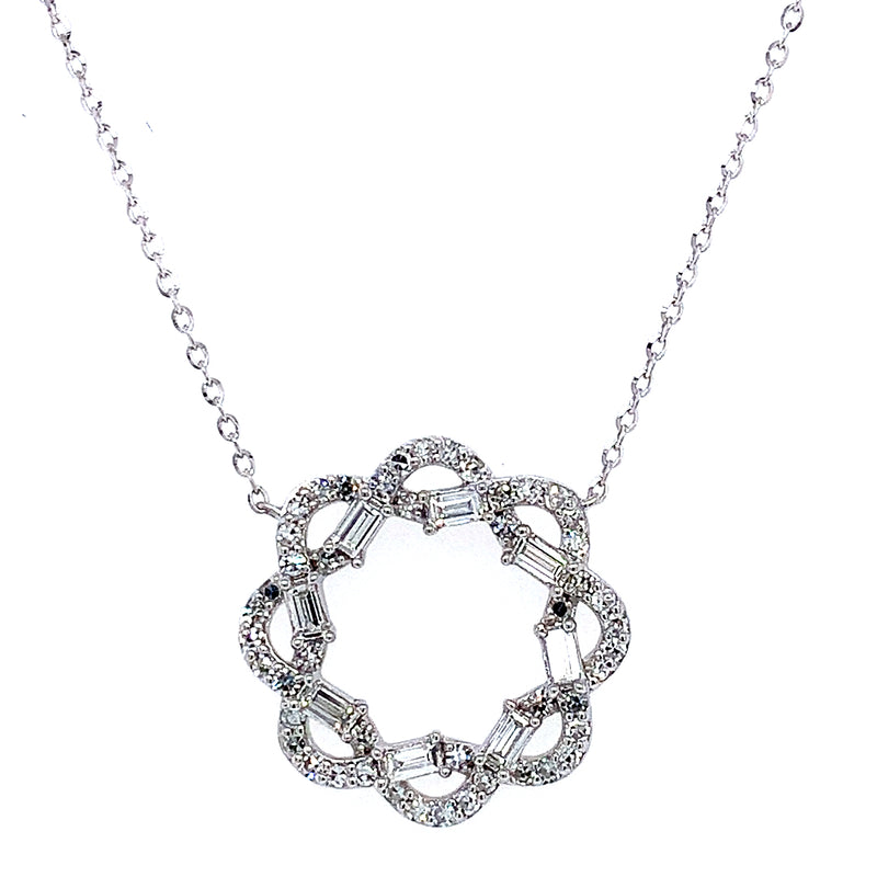 (LD) Collar con diamantes de laboratorio en oro blanco 10kt. 40.5/46cm D-0.40Cts.