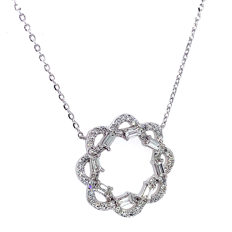 (LD) Collar con diamantes de laboratorio en oro blanco 10kt. 40.5/46cm D-0.40Cts.