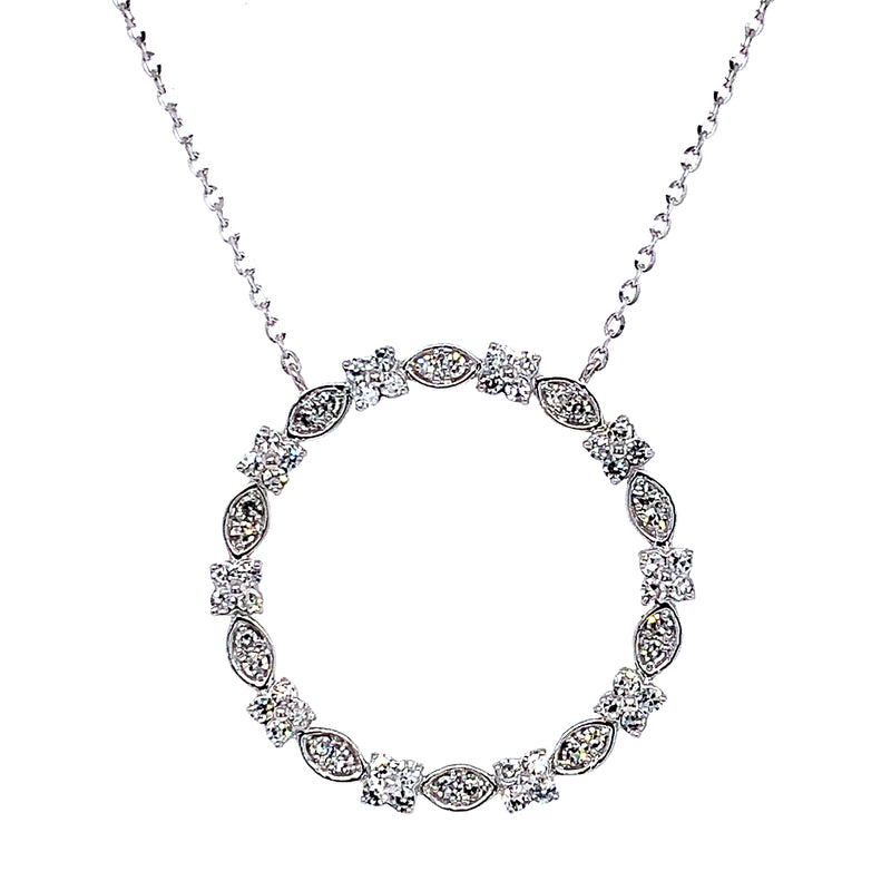 (LD) Collar con diamantes de laboratorio en oro blanco 10kt. 40.5/46cm D-0.35Cts.