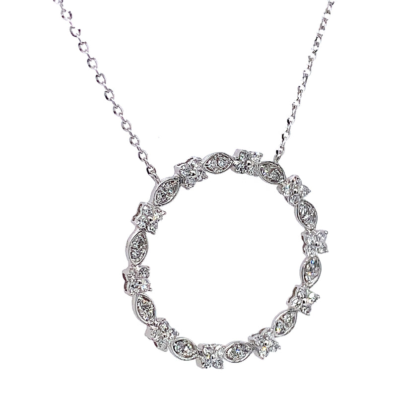 (LD) Collar con diamantes de laboratorio en oro blanco 10kt. 40.5/46cm D-0.35Cts.