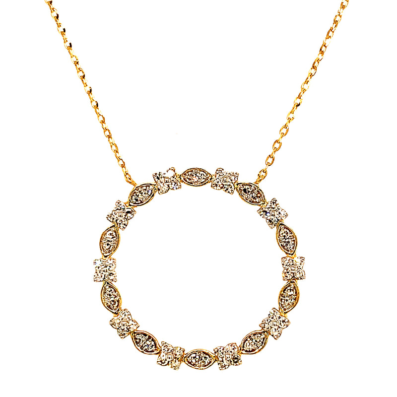 (LD) Collar con diamantes de laboratorio en oro amarillo 10kt. 40.5/46cm D-0.35Cts.