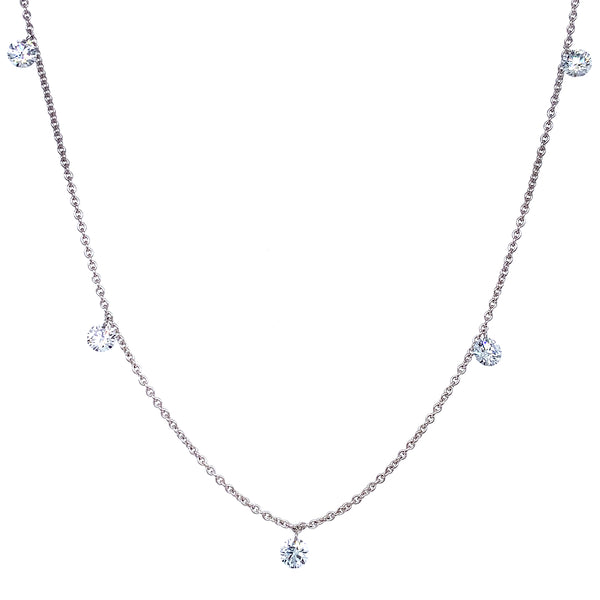 (LD) Collar con diamantes de laboratorio en oro blanco 10kt. 46cm D-1.00Cts.