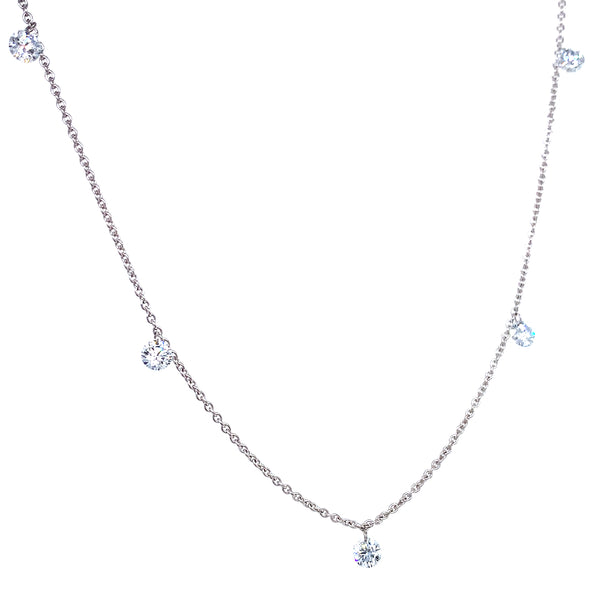 (LD) Collar con diamantes de laboratorio en oro blanco 10kt. 46cm D-1.00Cts.