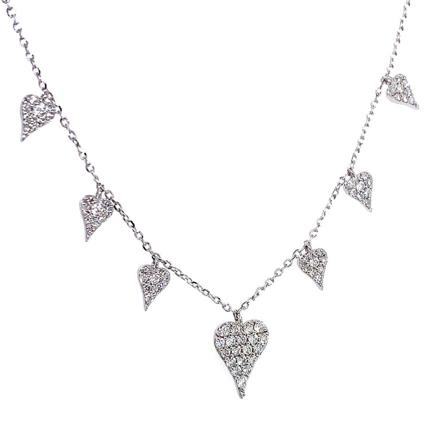 (LD) Collar (corazones) con diamantes de laboratorio en oro blanco 10kt. 40.5/46cm D-0.50Cts.