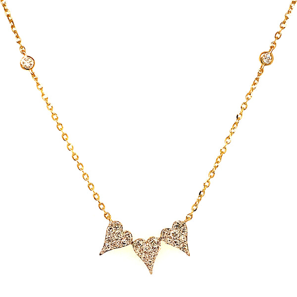 (LD) Collar (corazones) con diamantes de laboratorio en oro amarillo 10kt. 40.5/46cm D-0.20Cts.