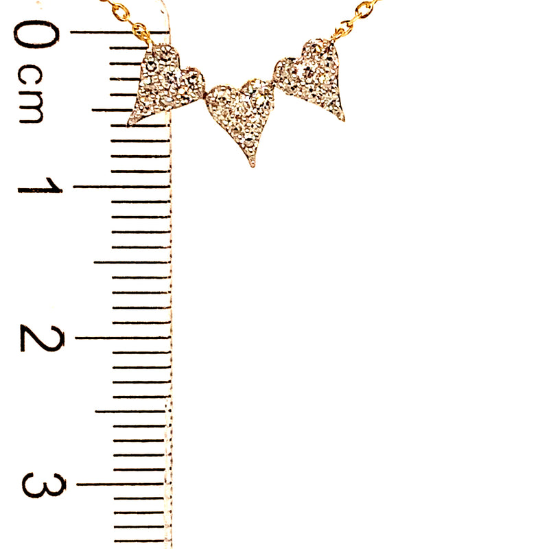 (LD) Collar (corazones) con diamantes de laboratorio en oro amarillo 10kt. 40.5/46cm D-0.20Cts.