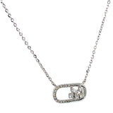 (LD) Collar con diamantes de laboratorio en oro blanco 10kt. 40.5/46cm D-0.10Cts.