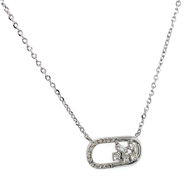 (LD) Collar con diamantes de laboratorio en oro blanco 10kt. 40.5/46cm D-0.10Cts.