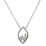 (LD) Collar con diamantes de laboratorio en oro blanco 10kt. 40.5/46cm D-0.10Cts.