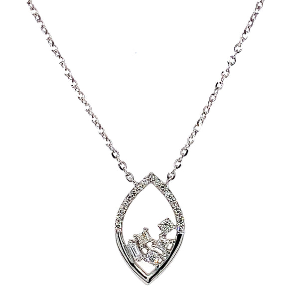 (LD) Collar con diamantes de laboratorio en oro blanco 10kt. 40.5/46cm D-0.10Cts.