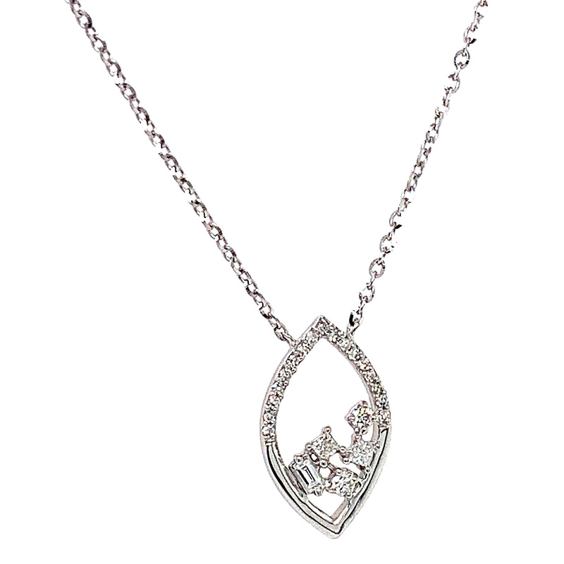 (LD) Collar con diamantes de laboratorio en oro blanco 10kt. 40.5/46cm D-0.10Cts.