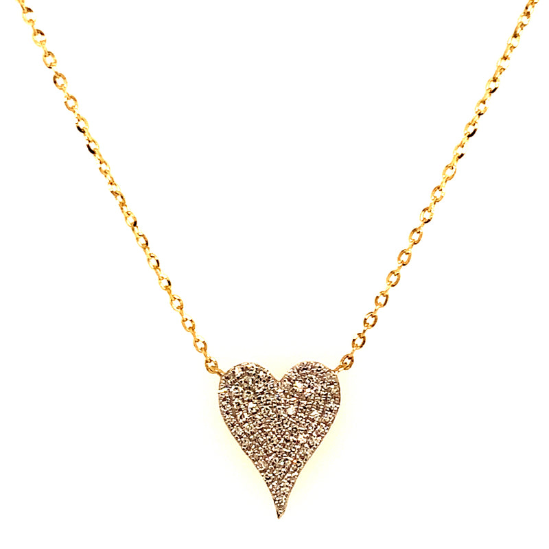 (LD) Collar (corazón) con diamantes de laboratorio en oro amarillo 10kt. 40.5/46cm D-0.15Cts.