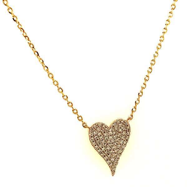 (LD) Collar (corazón) con diamantes de laboratorio en oro amarillo 10kt. 40.5/46cm D-0.15Cts.