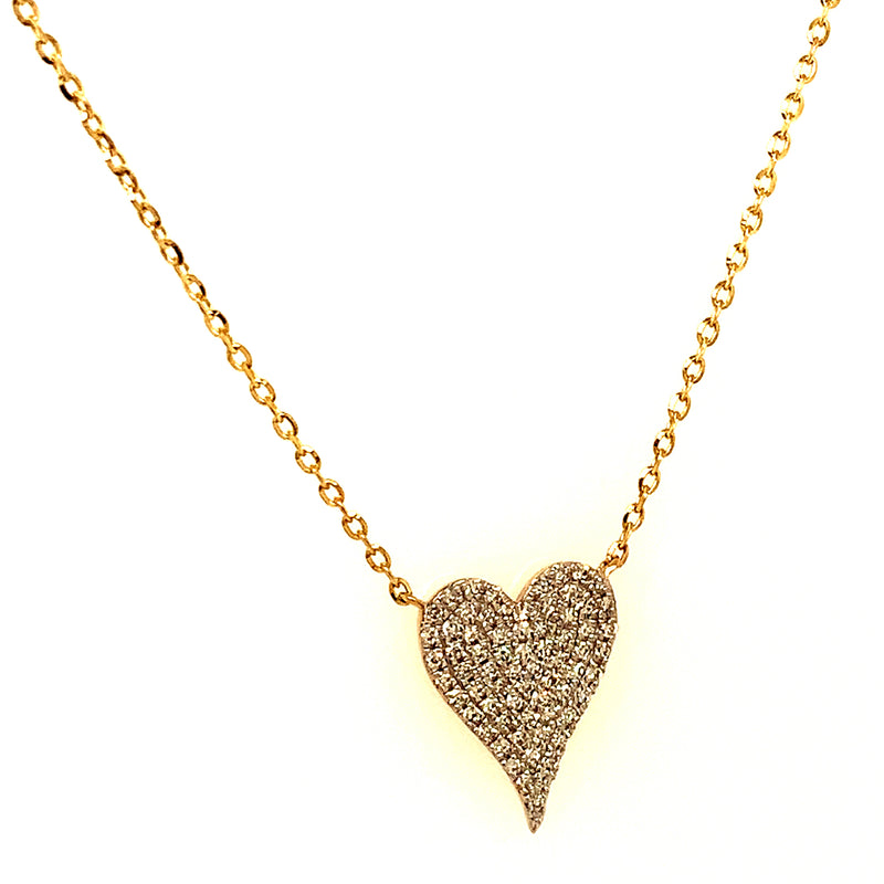 (LD) Collar (corazón) con diamantes de laboratorio en oro amarillo 10kt. 40.5/46cm D-0.15Cts.
