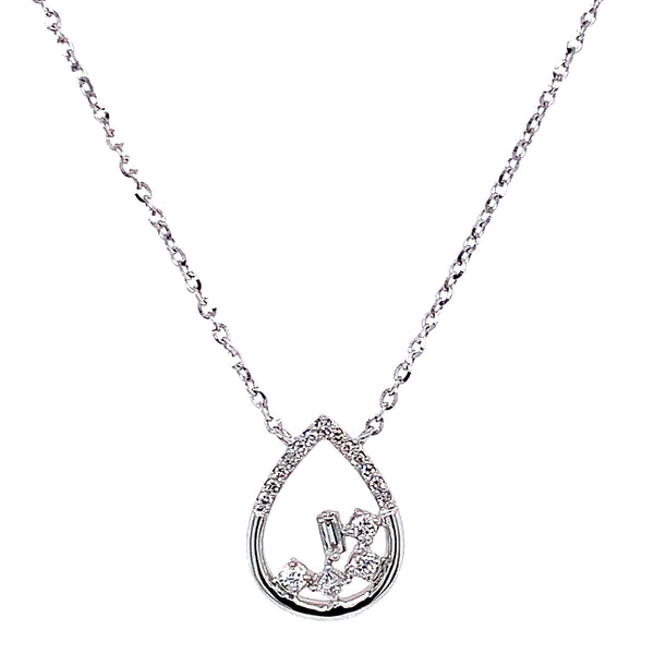 (LD) Collar con diamantes de laboratorio en oro blanco 10kt. 40.5/46cm D-0.10Cts.