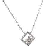 (LD) Collar con diamantes de laboratorio en oro blanco 10kt. 40.5/46cm D-0.10Cts.