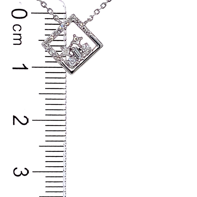 (LD) Collar con diamantes de laboratorio en oro blanco 10kt. 40.5/46cm D-0.10Cts.