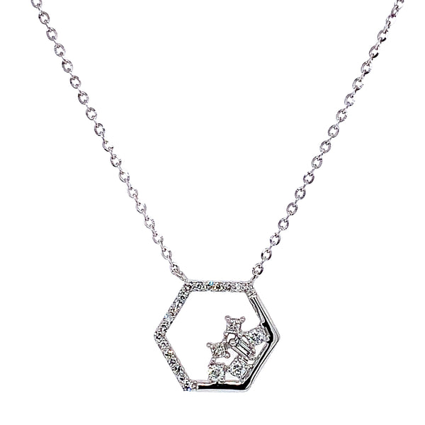 (LD) Collar con diamantes de laboratorio en oro blanco 10kt. 40.5/46cm D-0.12Cts.