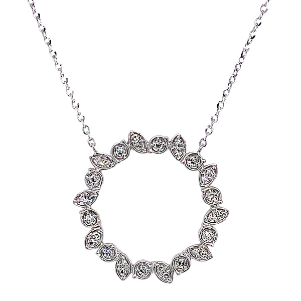 (LD) Collar con diamantes de laboratorio en oro blanco 10kt. 40.5/46cm D-0.15Cts.