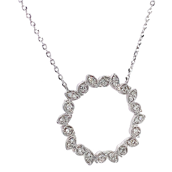 (LD) Collar con diamantes de laboratorio en oro blanco 10kt. 40.5/46cm D-0.15Cts.
