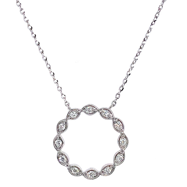 (LD) Collar con diamantes de laboratorio en oro blanco 10kt. 40.5/46cm D-0.15Cts.