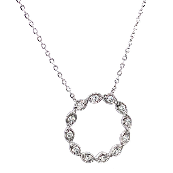 (LD) Collar con diamantes de laboratorio en oro blanco 10kt. 40.5/46cm D-0.15Cts.