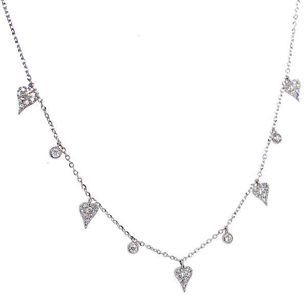 (LD) Collar (corazones) con diamantes de laboratorio en oro blanco 10kt. 40.5/46cm D-0.30Cts.