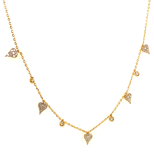 (LD) Collar (corazones) con diamantes de laboratorio en oro amarillo 10kt. 40.5/46cm D-0.30Cts.